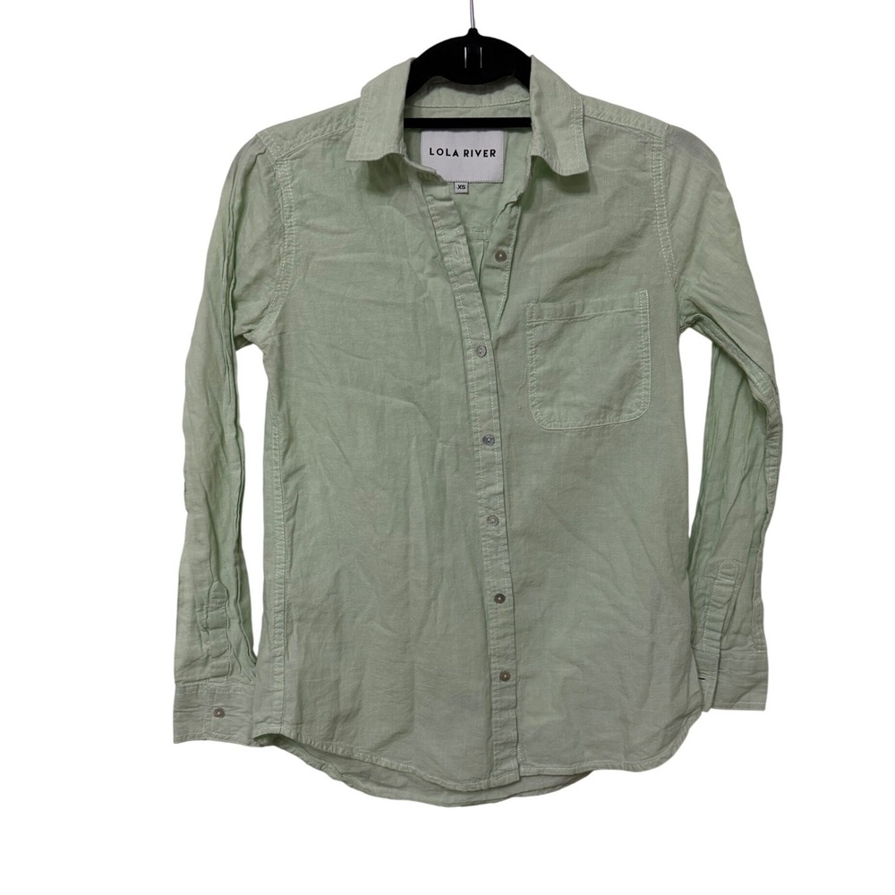 Lola River Mint Green 100% Cotton Long Sleeve Button Down Shirt Womens‎ XS